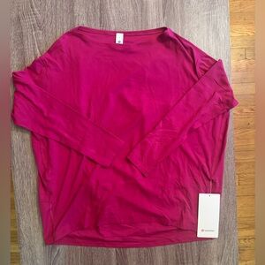 New Lululemon back in action long sleeve Nulu shirt, wild berry, size 6